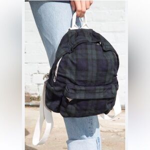 BRANDY MELVILLE John Galt Mini Green White Blue Plaid Backpack Women’s RARE!!